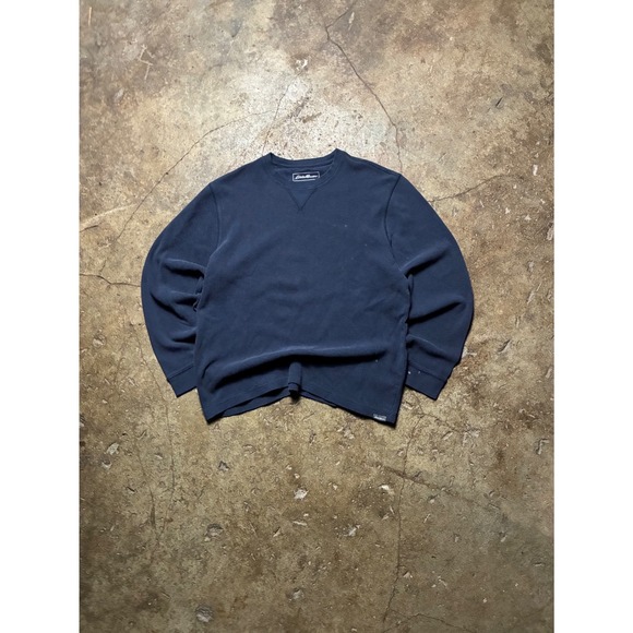 Other - Eddie Bauer Mens Large Navy Blue Waffle Knit Thermal Long Sleeve Crew Neck Shirt